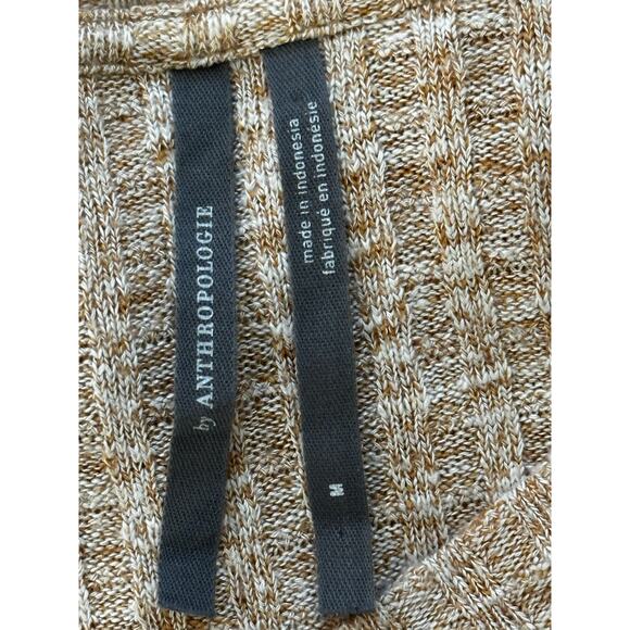 Anthropologie Tan Ribbed Knit Twist Front Long Sleeve Top Women’s Medium - Picture 6 of 7